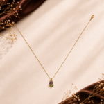 Emerald Leaf Pendant Anti Tarnish Chain - Image 2